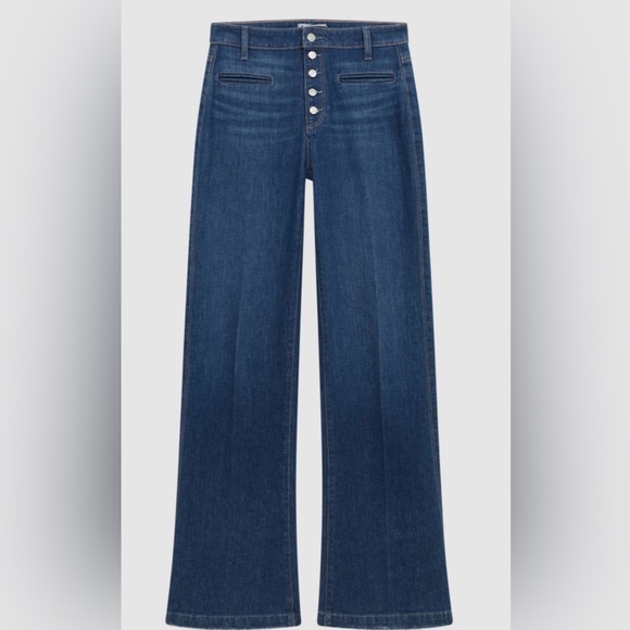 PAIGE Denim - PAIGE Leenah Button-Front Wide Leg Jeans in Deep Indigo